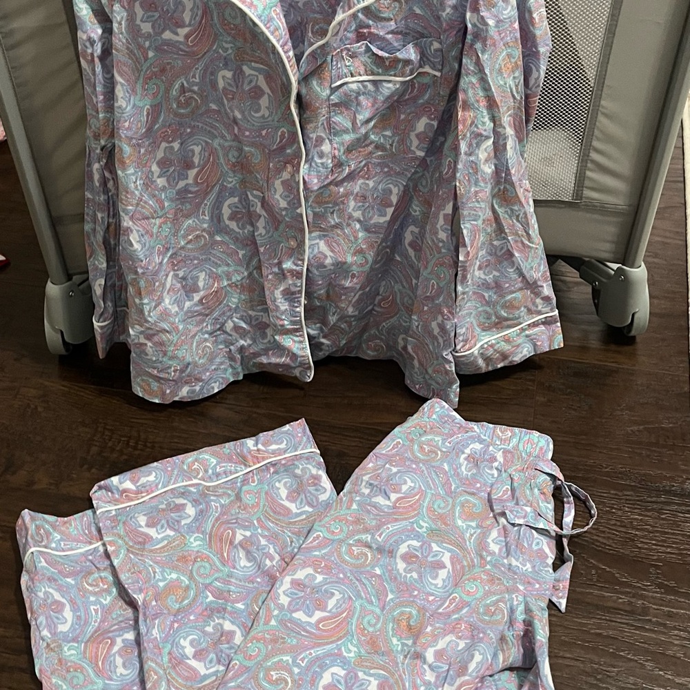 Victoria's Secret Paisley Pajama Set - Pink and Blue